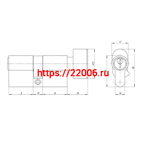 Цилиндровый Ajax (Аякс) механизм (AZ102/60) AZ1002Knob60 (25+10+25) CP хром фото 3 Цилиндровый Ajax (Аякс) механизм (AZ102/60) AZ1002Knob60 (25+10+25) CP хром фото 3