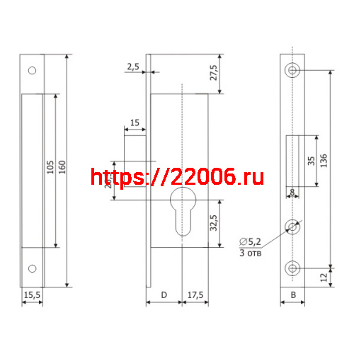 Корпус Guardian (Гардиан) узкопрофильного замка PROFI 30.01.16 /123:228/ фото 2