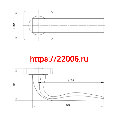 Ручка Punto (Пунто) раздельная K.ZQ51.INTEGRA (INTEGRA ZQ) SN/CP-3 матовый никель/хром фото 2