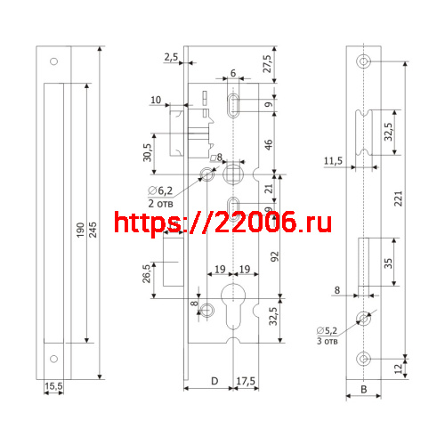 Корпус Guardian (Гардиан) узкопрофильного замка с защёлкой PROFI 25.11.16 /123:252/ фото 2