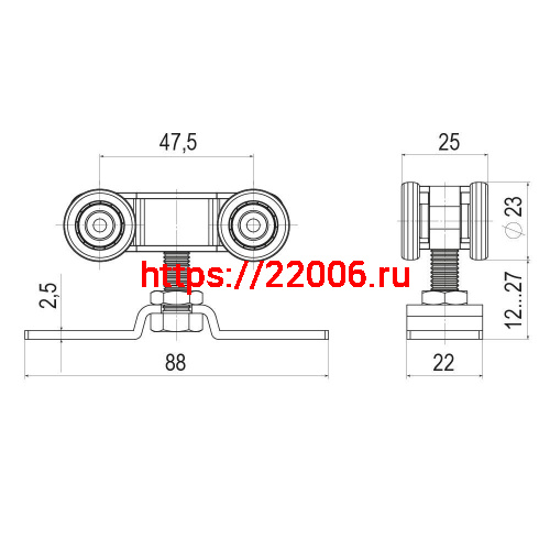 Комплект роликов Punto (Пунто) для раздвижных дверей SLD.SoftLine.SET.rollers/55-4 (Soft LINE 55/4) фото 3