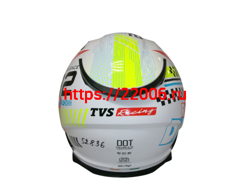 Шлем TVS RACING (Индия) STREET D/V WHITE YELLOW размер M, + пинлок в комплекте, очки фото 3 Шлем TVS RACING (Индия) STREET D/V WHITE YELLOW размер M, + пинлок в комплекте, очки фото 3