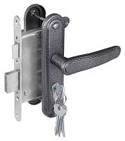 Замок Zenit (Зенит) врезной цилиндровый с защёлкой в комплекте с ручкой ЗВ4-3.03 (серебро), 4 кл.