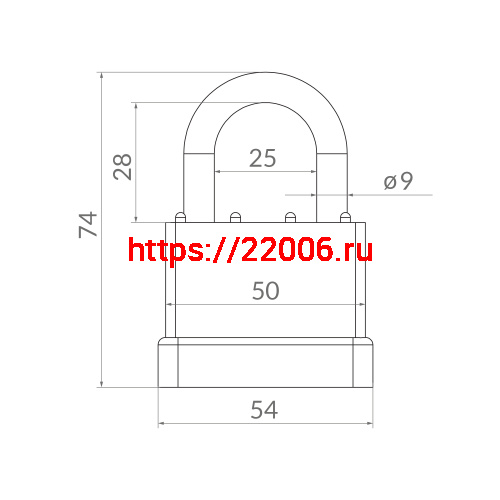 Замок Punto (Пунто) навесной PK-6550 3 key англ. фото 4