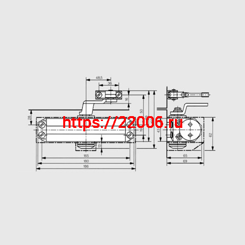 Доводчик Dorma (Дорма) дверной TS 77 EN4, с рычажной тягой, белый фото 2