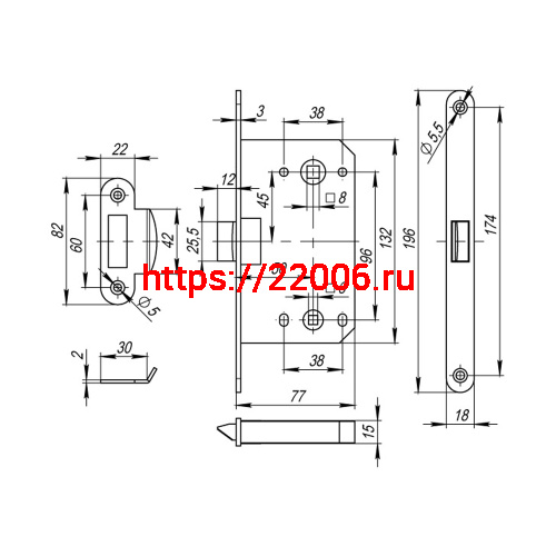 Защелка Fuaro (Фуаро) PLASTP96WC-50 (P96WC-50) SSC сатинированный хром фото 3