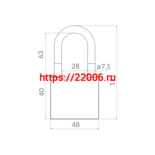 Замок Punto (Пунто) навесной PK-0150 L 3 key англ.ключ. фото 4