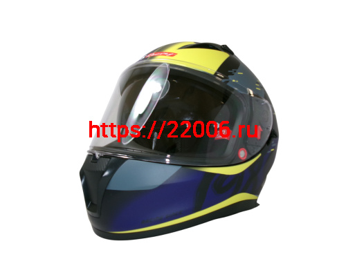 Шлем TVS RACING (Индия) STREET D/V DULL BLACK M.BLUE размер L, + пинлок в комплекте, очки