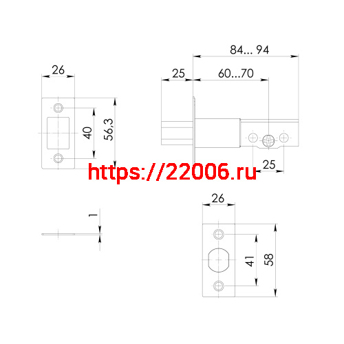 Замок Ajax (Аякс) врезной DK.001 ET BL черный фото 3