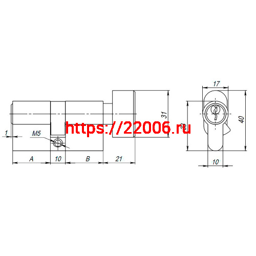 Цилиндровый Ajax (Аякс) механизм (AX102/70) AX1002Knob70 (30+10+30) PB латунь с вертушкой фото 3