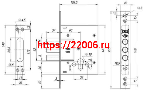 Корпус Kale kilit (Кале килит) врезного цилиндрового замка 257 w/b фото 3