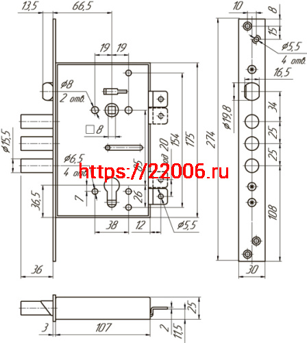 Корпус Mettem (Меттэм) врезного замка с защёлкой ЗВ4 713.1.0 фото 2 Корпус Mettem (Меттэм) врезного замка с защёлкой ЗВ4 713.1.0 фото 2