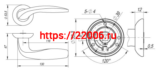Ручка Fuaro (Фуаро) раздельная R.RM54.VITA (VITA RM) SN/CP-3 матовый никель/хром фото 3