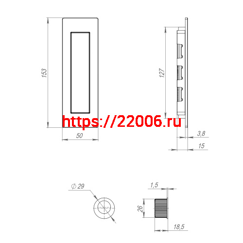 Ручка Armadillo (Армадилло) для раздвижных дверей SH.URB153.010 (SH010 URB) СP-8 хром фото 4