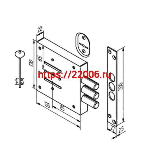 Замок kerberos (KERBEROS) накладной сувальдный 110.11.003, 3 кл. фото 2