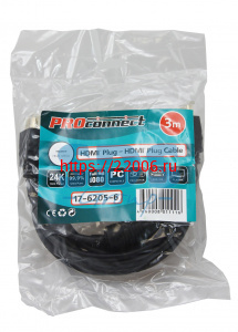 шт. HDMI-шт. HDMI, 3м PROconnect шнур с фильтрами шт. HDMI-шт. HDMI, 3м PROconnect шнур с фильтрами