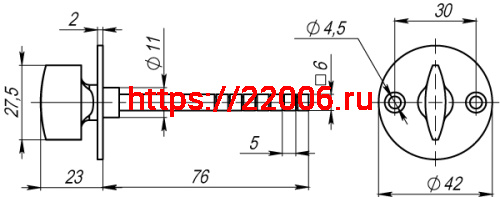 Ручка Armadillo (Армадилло) поворотная BK6.R.SB30 (SB-30/6) CP-8 хром фото 2