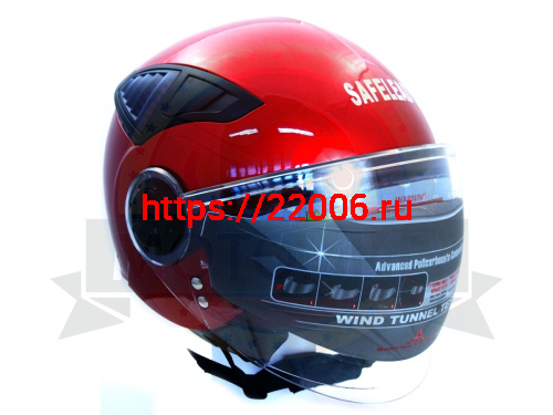 Шлем открытый "Safelead" HF-256  "колобки с доп. стеклом" красный M фото 4