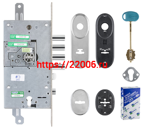 Замок Mottura (Моттура) врезной двухсистемный 54.Y787-D MyKey (правый) (накладки 95.323-95.324 CR), ключ 60 мм фото 2
