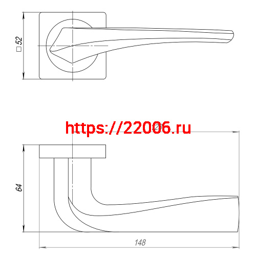 Ручка Punto (Пунто) раздельная K.QR52.METEOR (METEOR QR) GR/CP-23 графит/хром фото 2
