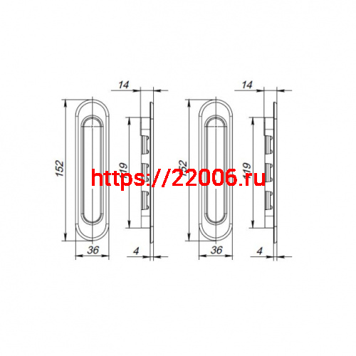 Ручка Punto (Пунто) для раздвижных дверей SH.SL152.010 (Soft LINE SL-010) АВ бронза фото 3