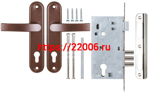 Корпус Sam (Сам) врезного замка с защёлкой в комплекте с ручкой ЗВ4-3 (медный антик) /78103/ фото 3