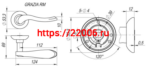 Ручка Fuaro (Фуаро) раздельная R.RM54.GRAZIA (GRAZIA RM) AB/GP-7 бронза/золото фото 2