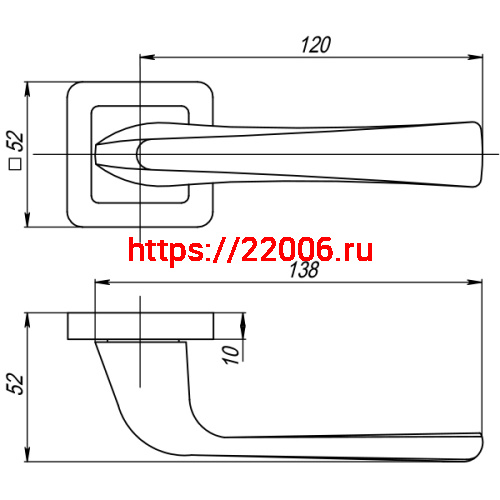 Ручка Punto (Пунто) раздельная K.QR52.SATURN (SATURN QR) GR/CP-23 графит/хром фото 2