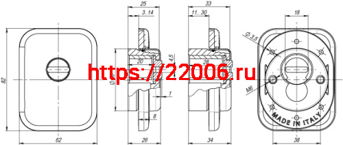 Броненакладка Armadillo (Армадилло) на ЦМ квадрат (от вырывания, 25 мм) ET/ATC-Protector 1-25(SQ) S CP-8 Хром box TECH фото 2