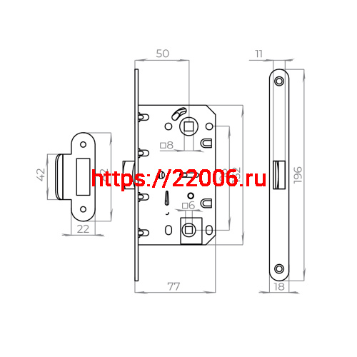 Защелка Ajax (Аякс) врезная PLASTLP96WC-50 CP хром фото 3
