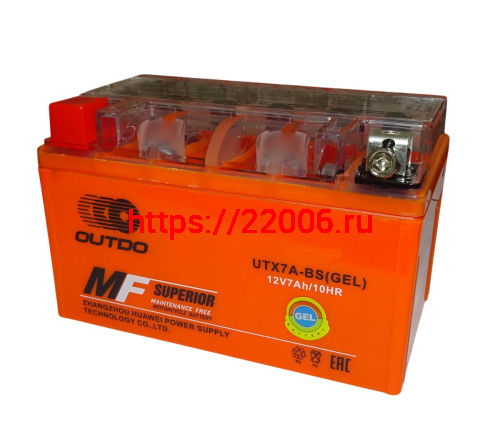 Аккумулятор 12В 7 А/ч UTX7A-BS GEL, OUTDO (150х86х94) прямая пол. Аккумулятор 12В 7 А/ч UTX7A-BS GEL, OUTDO (150х86х94) прямая пол.