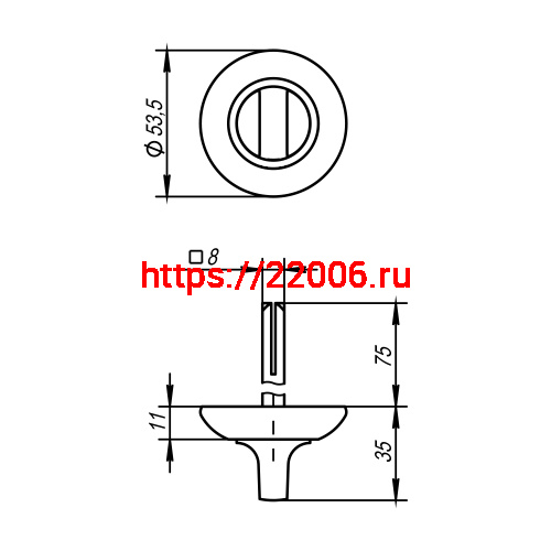 Ручка Ajax (Аякс) поворотная BKW8/75-0803 CP-8 хром фото 2