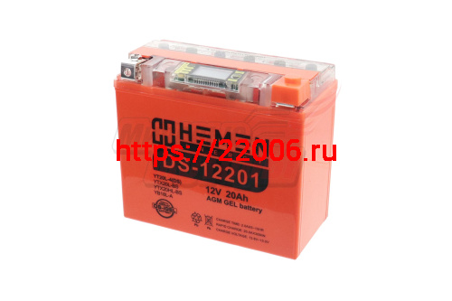 Аккумулятор 12В20Ач HEMEN ENERGY DS12201 (YTX20L-BS) С ДИСПЛЕЕМ (гелевый) (обр. пол) (175*87*154мм) Аккумулятор 12В20Ач HEMEN ENERGY DS12201 (YTX20L-BS) С ДИСПЛЕЕМ (гелевый) (обр. пол) (175*87*154мм)