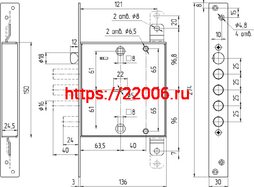 Замок Mettem (Меттэм) врезной сувальдный с защёлкой ЗВ9 144.1.0-Ц с тягами, 5 кл. фото 2