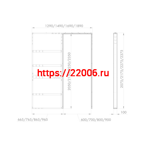 Пенал для скрытой раздвижной Armadillo (Армадилло) системы SLD.Comfort-PENAL caseta 900/2300 фото 3