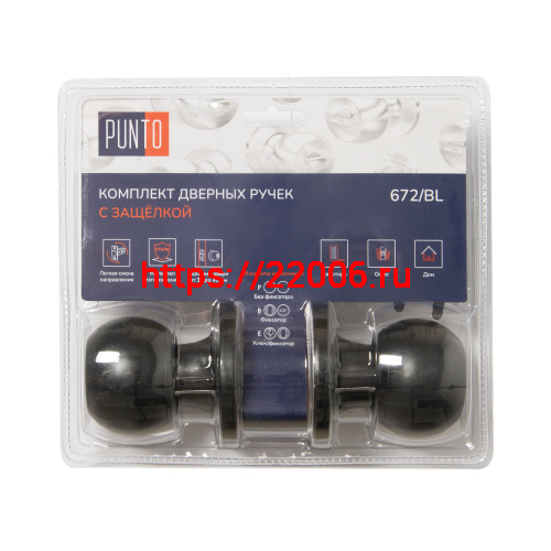 Ручка Punto (Пунто) защелка DK672/BL BL-ET (кл./фик.) черный