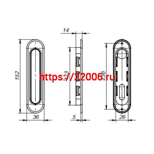 Ручка Punto (Пунто) для раздвижных дверей SH.SL152.010 (Soft LINE SL-010) АВ бронза фото 3
