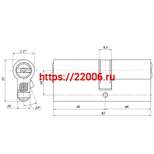 Цилиндровый Guardian (Гардиан) механизм GB 82 мм (36/46) Ni никель 5 кл. /128:4491/ фото 2