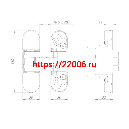 Петля Punto (Пунто) скрытой установки UNION 2.2 ZN BL черный фото 3 Петля Punto (Пунто) скрытой установки UNION 2.2 ZN BL черный фото 3