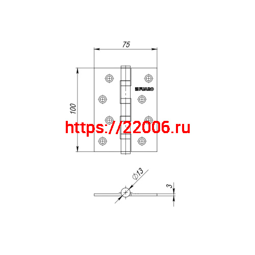 Петля Fuaro (Фуаро) универсальная HEAVY IN4400U BL (черный) 100х75х3 мм фото 3