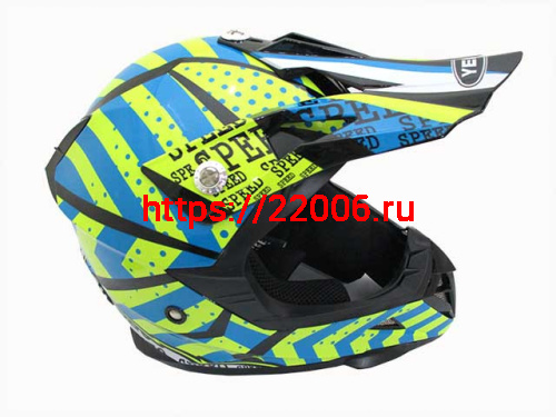 Мотошлем YM-915 черно-сине-желтый полосатый (M)