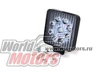 Фара светодиодная 27W 9 диодов SMD, 25мм квадрат. мет. корпус, дальний свет (Spot)