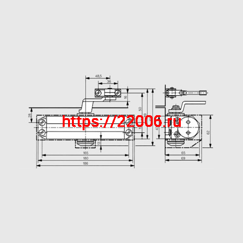Доводчик Dorma (Дорма) дверной TS 77 EN3, с рычажной тягой, серый фото 2