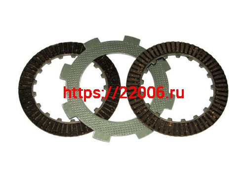 Диски сцепления двигателя 139FMB 50cc (2 штуки текстолитовые и 1 штука стальной) механика TMMP