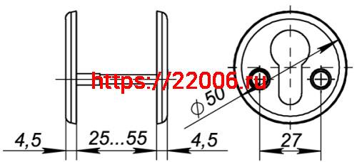 Декоративная Fuaro (Фуаро) накладка ESC-С-001-SN цилиндровая (матовый никель) фото 4