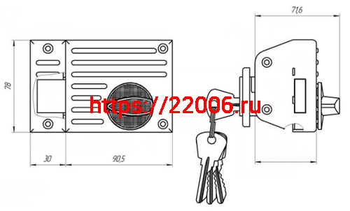 Замок Zenit (Зенит) накладной ЗН1-2.1 бронза фото 2