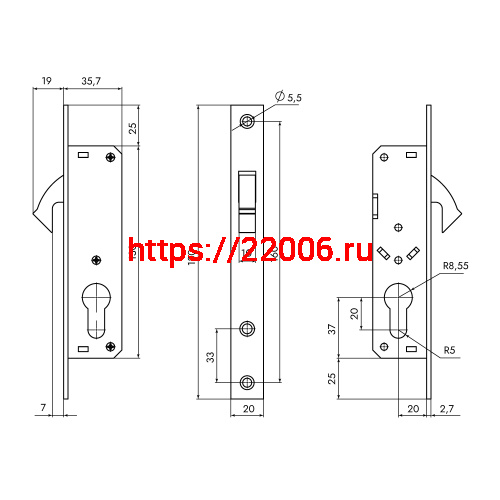 Корпус Punto (Пунто) узкопрофильного замка METLR-201C (LR-201C) CP хром фото 3