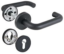 Комплект Fuaro (Фуаро) дверных ручек с накладками под цилиндр FR.DH57.0219 NE (DH-0219 NE) 8x140 мм, BL-24 черный