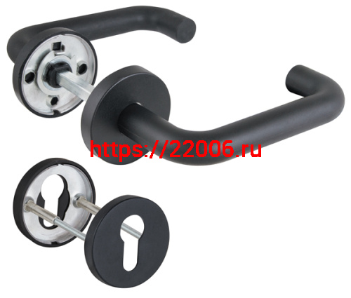 Комплект Fuaro (Фуаро) дверных ручек с накладками под цилиндр FR.DH57.0219 NE (DH-0219 NE) 8x140 мм, BL-24 черный Комплект Fuaro (Фуаро) дверных ручек с накладками под цилиндр FR.DH57.0219 NE (DH-0219 NE) 8x140 мм, BL-24 черный