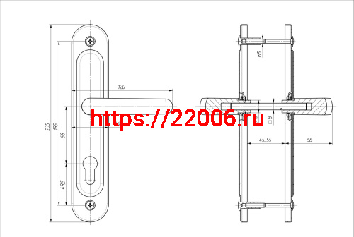 Ручка дверная Zenit (Зенит) на планке РФ1-68.02 серебро фото 2